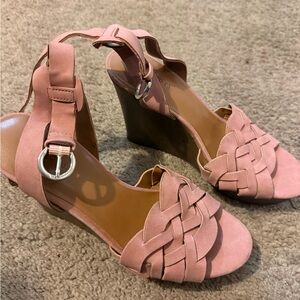Indigo Pink Woven Wedge Sandals